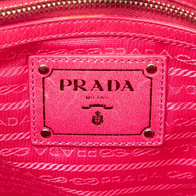 Prada Triangle Logo Plate Shoulder Bag 2-Way Pink Leather — view 5