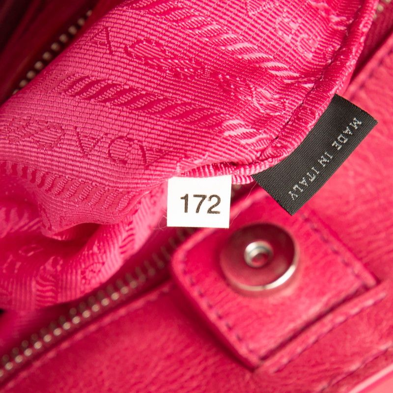 Prada Triangle Logo Plate Shoulder Bag 2-Way Pink Leather — view 6