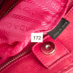 Prada Triangle Logo Plate Shoulder Bag 2-Way Pink Leather — view 6
