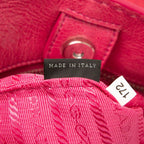 Prada Triangle Logo Plate Shoulder Bag 2-Way Pink Leather — view 7