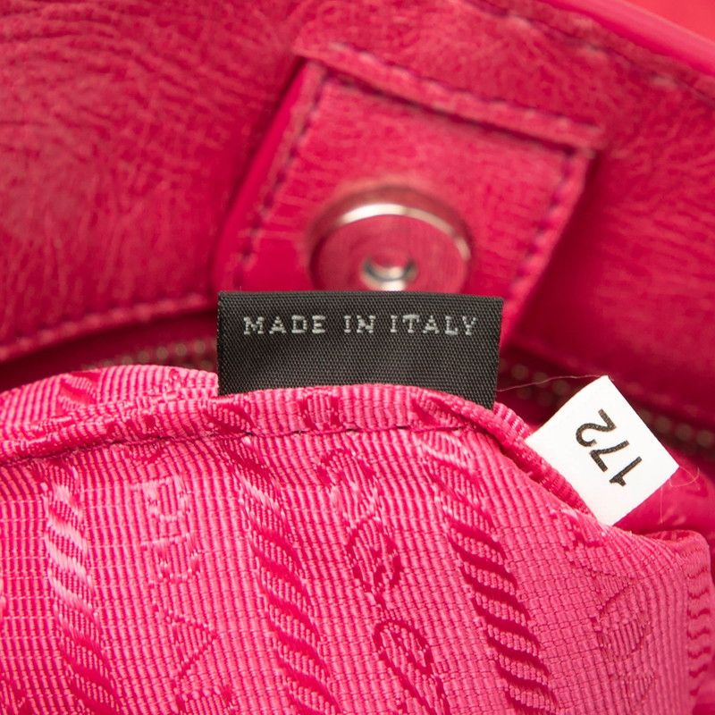 Prada Triangle Logo Plate Shoulder Bag 2-Way Pink Leather — view 7