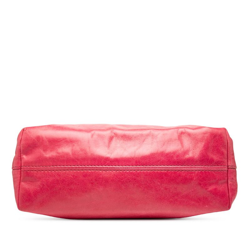 Prada Triangle Logo Plate Shoulder Bag 2-Way Pink Leather — view 3
