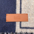 Hermes Scarf Cles Do-h Cashmere Shawl Blue-marine Beige — view 4