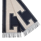Hermes Scarf Cles Do-h Cashmere Shawl Blue-marine Beige — view 2