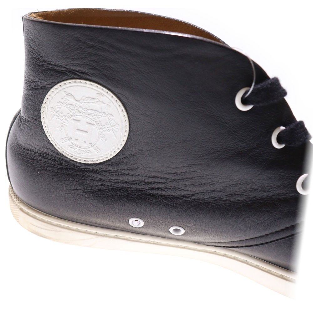 Hermes Exlibris Leather Lace-Up Low Cut Sneakers Black — view 6