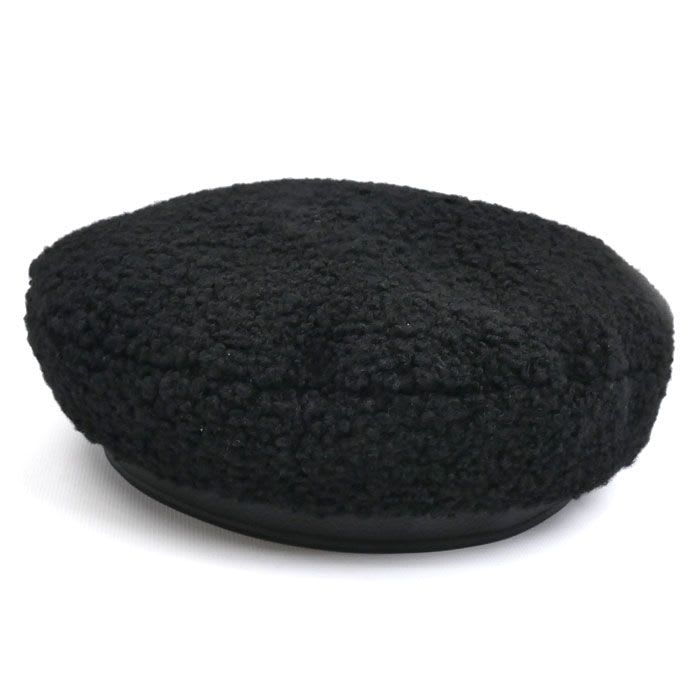Hermes Shearling Fur Beret Black 56 — view 2