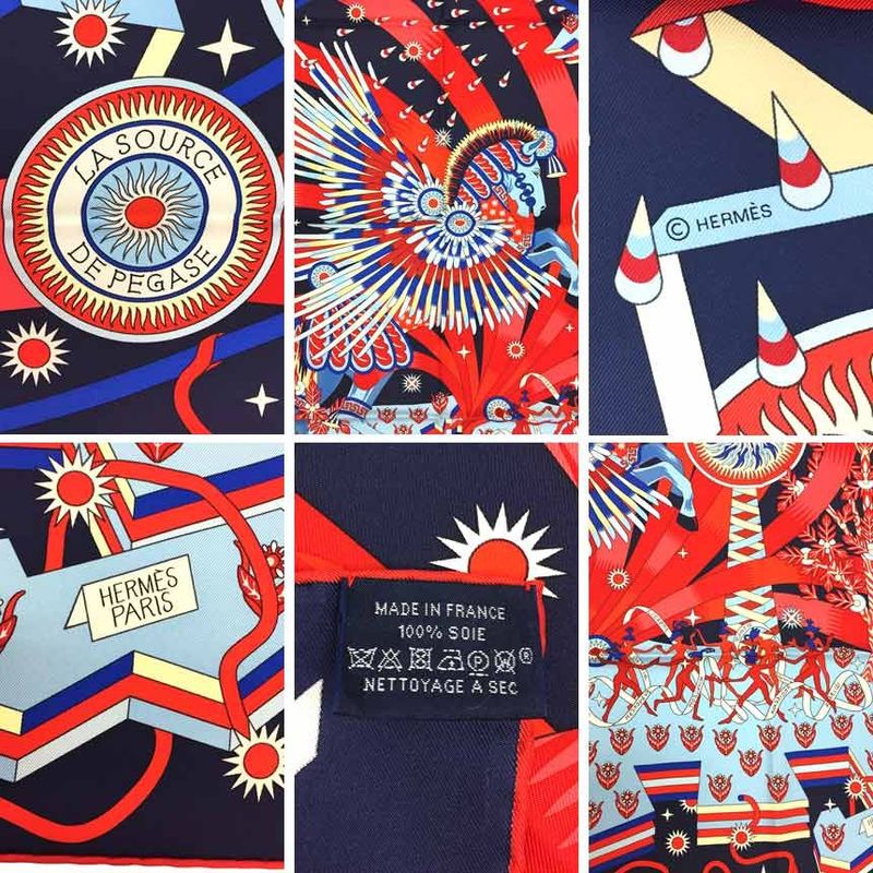 Hermes Scarf Carre 90 Source of Pegase Pegasus Aq7379 — view 3