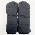 Fendi Embossed FF Logo Gloves Black L Size Nylon — view 2
