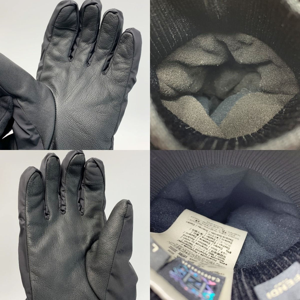 Fendi Embossed FF Logo Gloves Black L Size Nylon — view 6