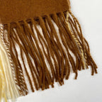 Hermes Checkered Shawl Fringe Large Cashmere Wool Brown Yellow — view 5