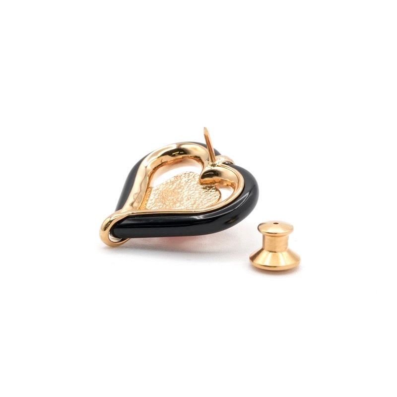 Chanel Brooch Corsage Gold Pink Black Pin Heart Coco Mark — view 6