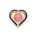 Chanel Brooch Corsage Gold Pink Black Pin Heart Coco Mark — view 3