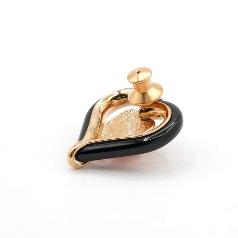 Chanel Brooch Corsage Gold Pink Black Pin Heart Coco Mark — view 5