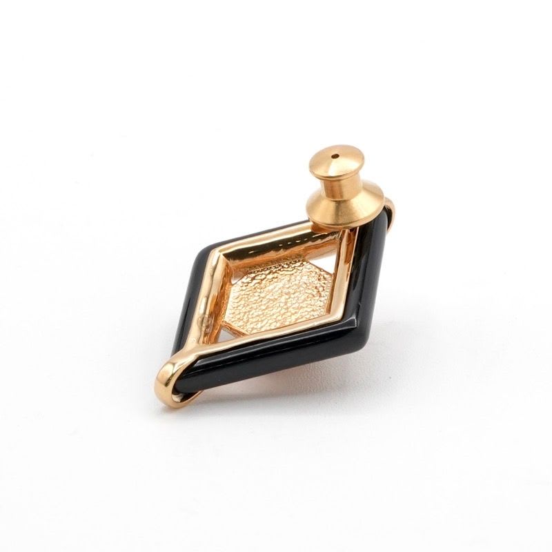 Chanel Brooch Corsage Gold Red Black Pin Diamond Shape Coco Mark — view 5