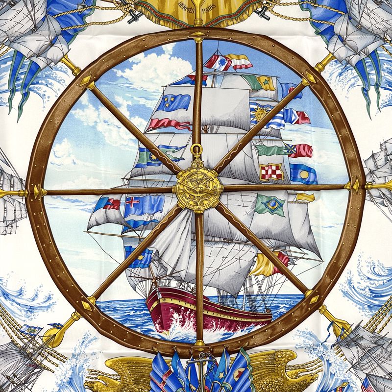 Hermes Scarf Carre 90 Vive Le Vent Blow Into the Wind Silk Green — view 2