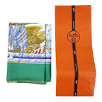 Hermes Scarf Carre 90 Vive Le Vent Blow Into the Wind Silk Green — view 7