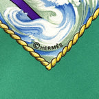 Hermes Scarf Carre 90 Vive Le Vent Blow Into the Wind Silk Green — view 4