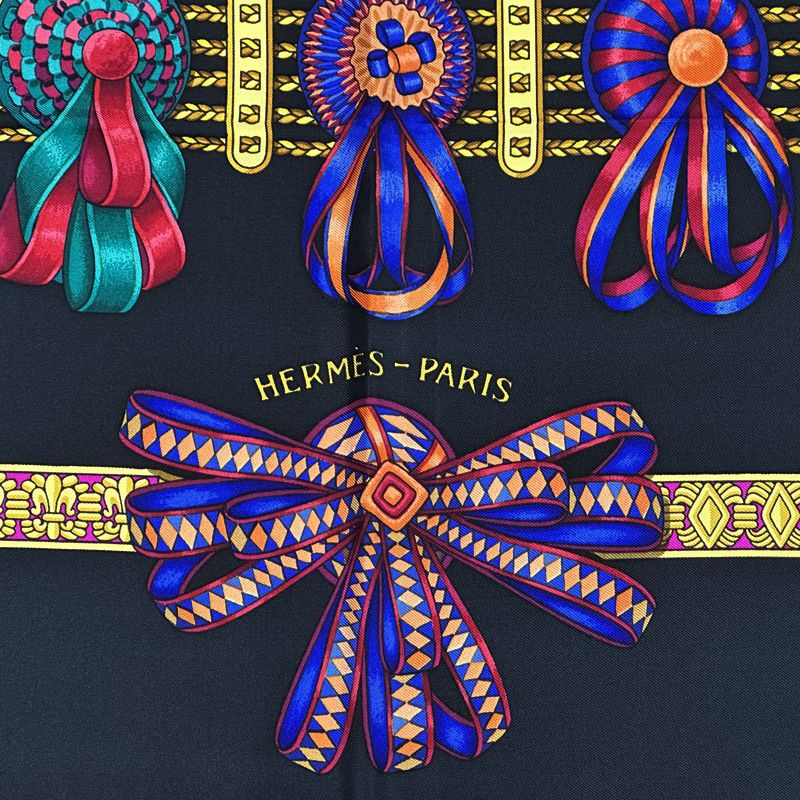 Hermes Scarf Carre 90 les Rubans Du Cheval Horse Ribbon Silk Black — view 2