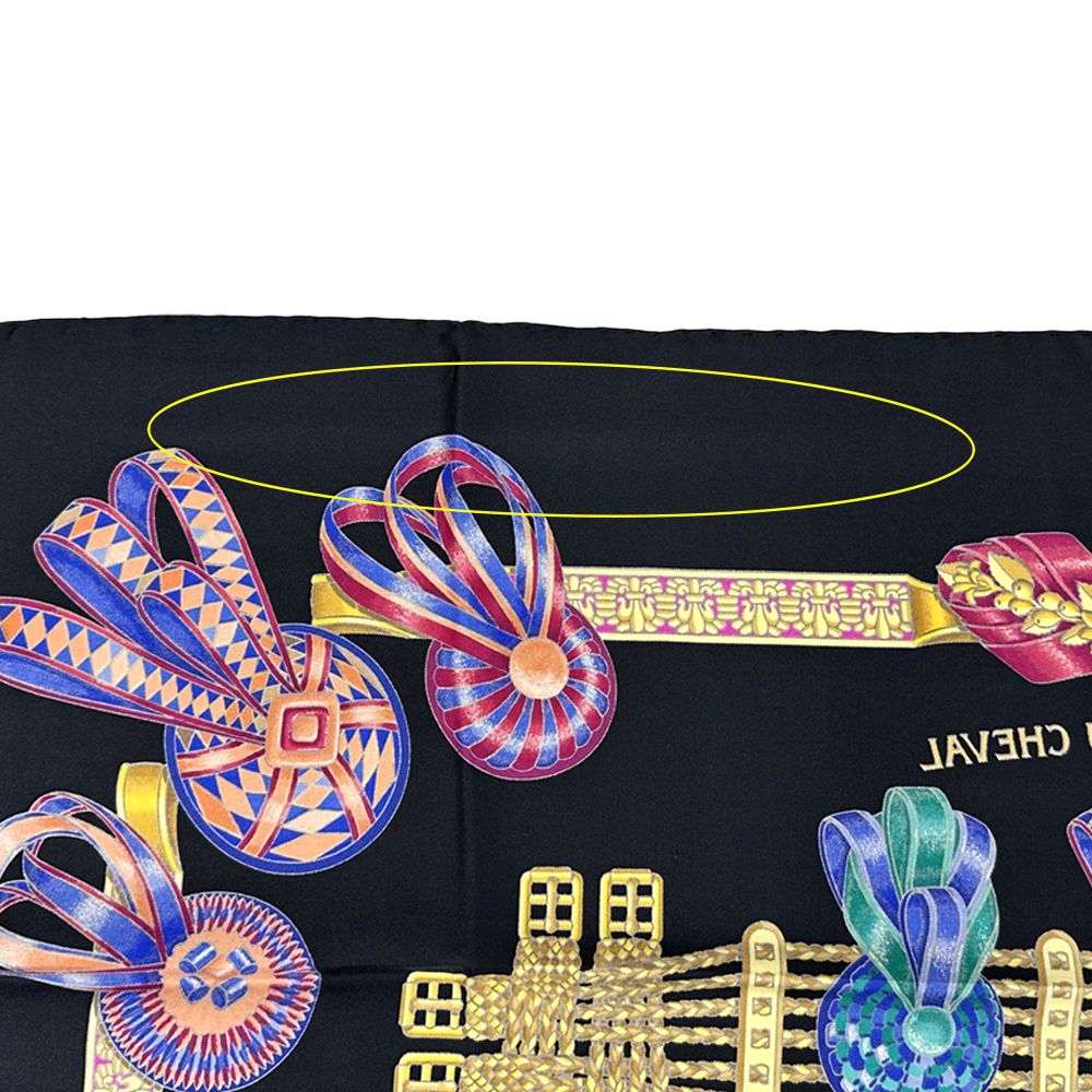Hermes Scarf Carre 90 les Rubans Du Cheval Horse Ribbon Silk Black — view 8