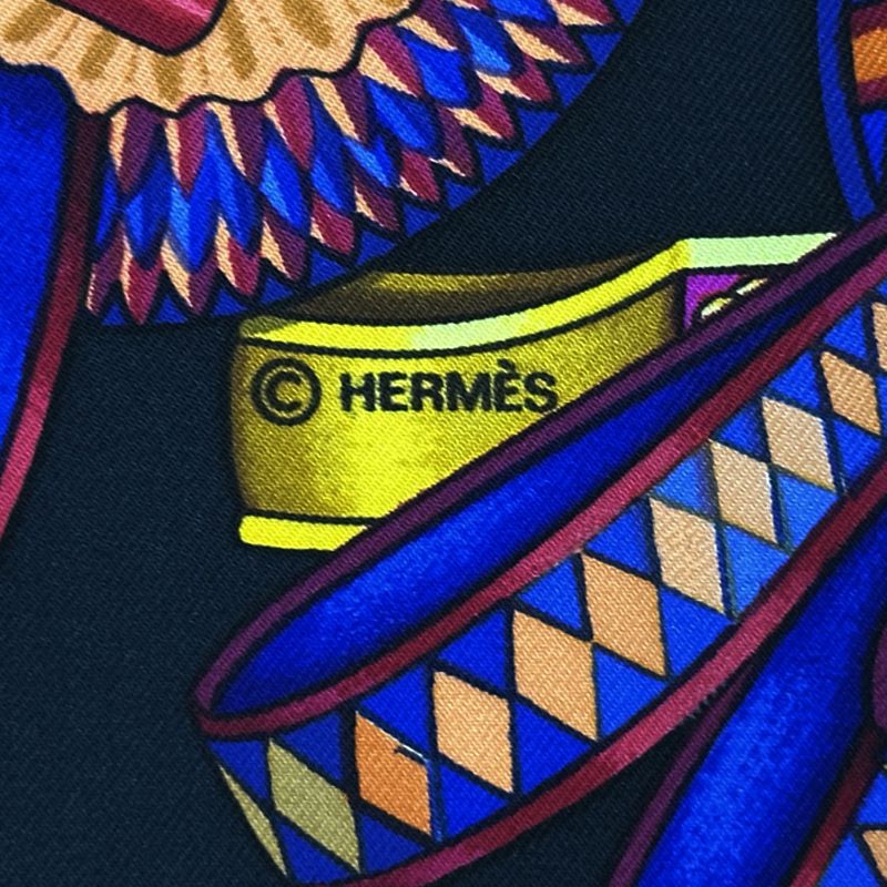 Hermes Scarf Carre 90 les Rubans Du Cheval Horse Ribbon Silk Black — view 5