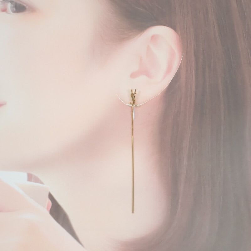 Saint Laurent Cassandra Leather Earring Chain Metal — view 5