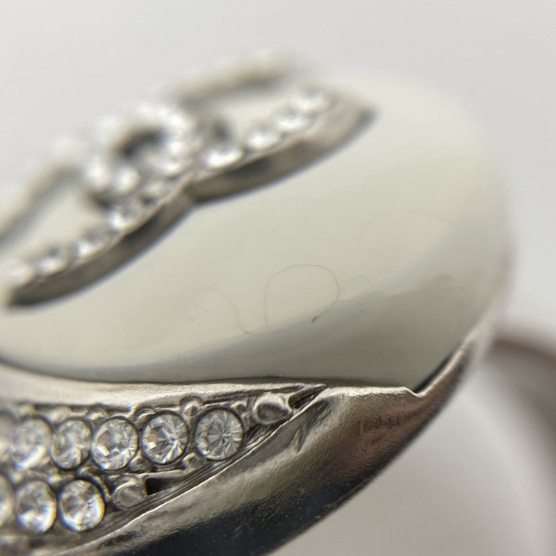 Chanel Coco Mark Rhinestone Ring Moon CC 11.5 Silver Plated — view 5
