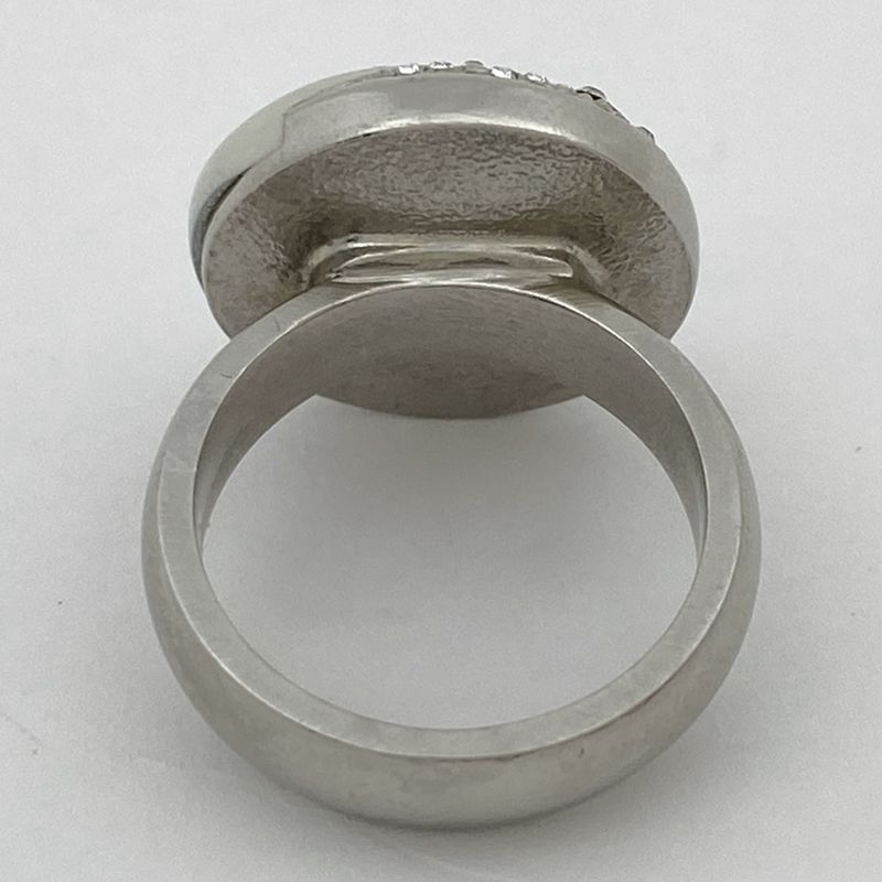 Chanel Coco Mark Rhinestone Ring Moon CC 11.5 Silver Plated — view 4