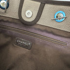 Chanel Bag Tote Deauville Chain Canvas Beige Silver — view 5