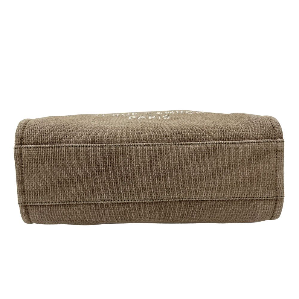 Chanel Bag Tote Deauville Chain Canvas Beige Silver — view 8