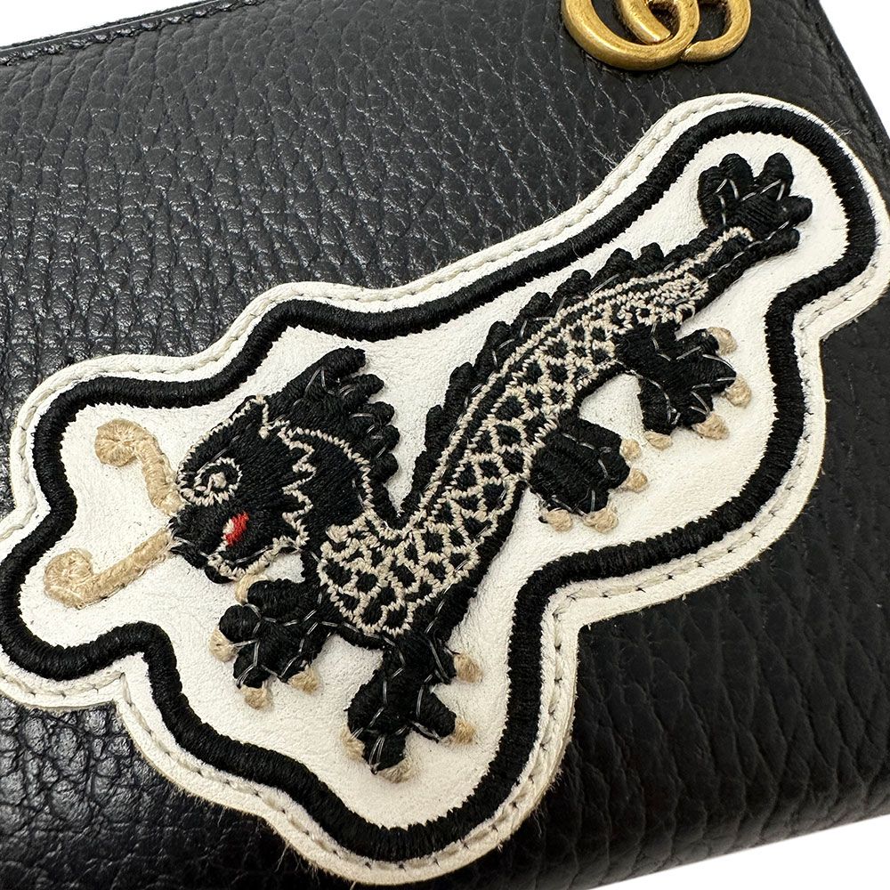 Gucci Wallet Long Leather Petit Marmont Dragon Ufo Black — view 3