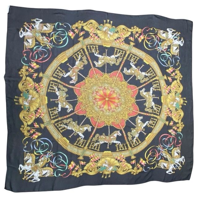 Hermes Scarf Carre 140 LUNA PARK Amusement Carousel All Over Pattern Large — view 7