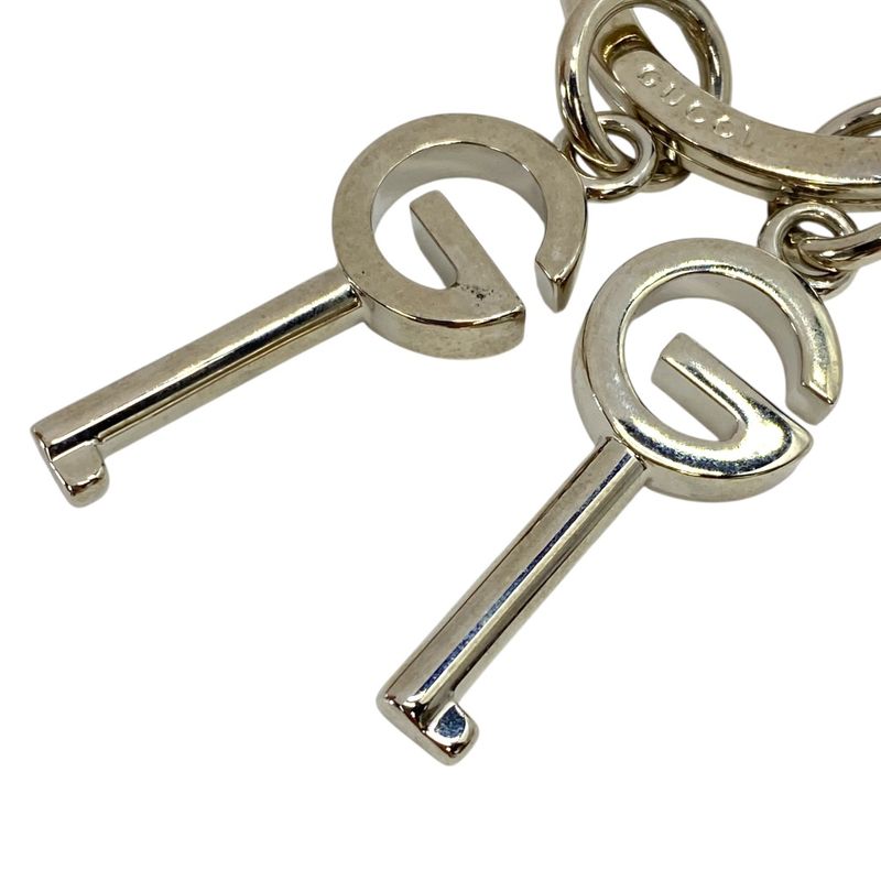 Gucci Key Ring Holder G Logo Motif Silver Metal — view 4