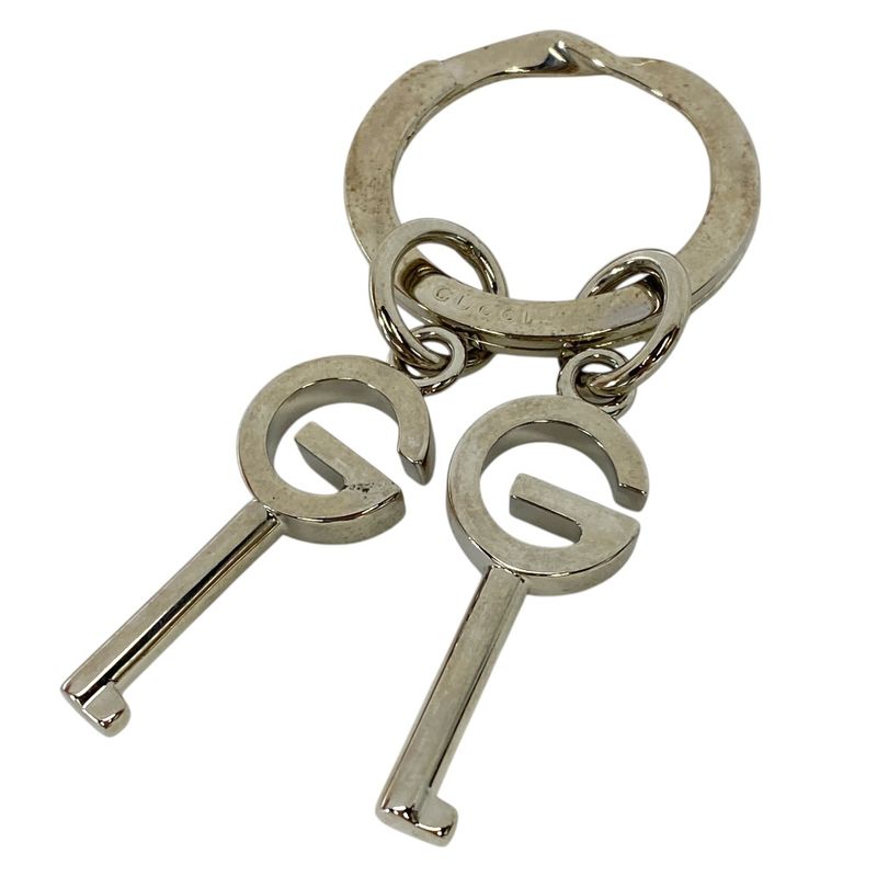Gucci Key Ring Holder G Logo Motif Silver Metal — view 2