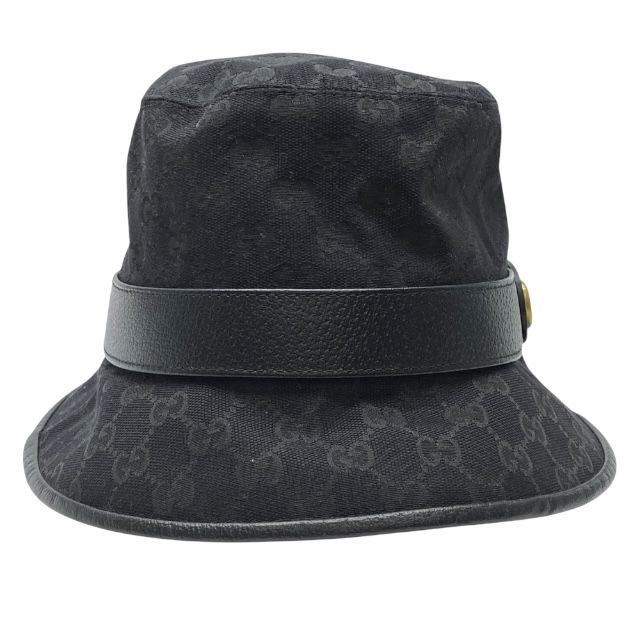 Gucci GG Canvas Bucket Hat Double G Logo Black Cotton Polyester — view 2