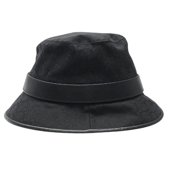 Gucci GG Canvas Bucket Hat Double G Logo Black Cotton Polyester — view 4