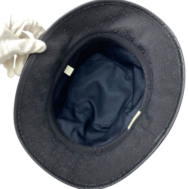 Gucci GG Canvas Bucket Hat Double G Logo Black Cotton Polyester — view 5