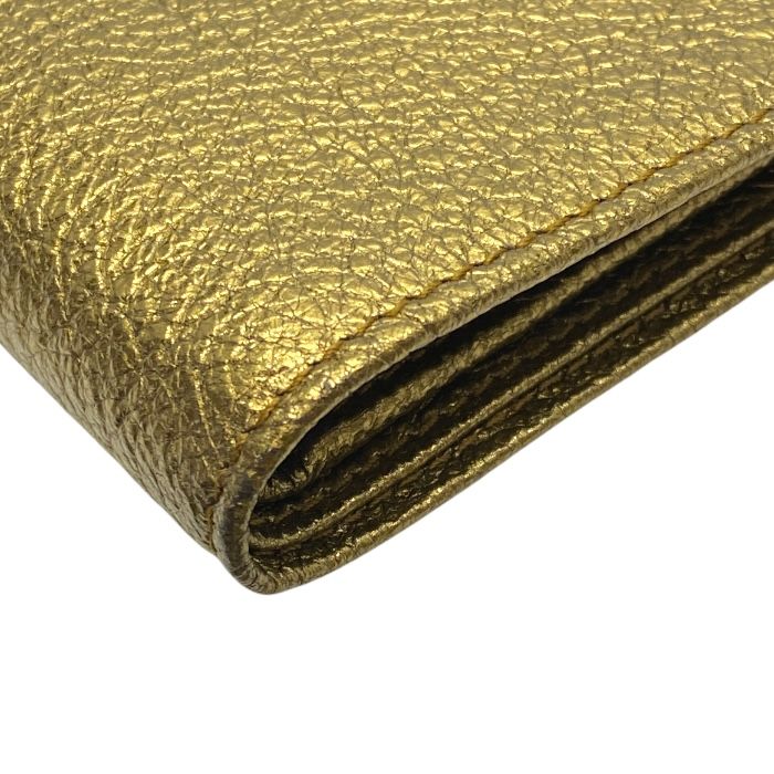 Yves Saint Laurent Bifold Wallet Folding Medium Gold Leather — view 4