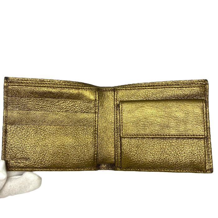 Yves Saint Laurent Bifold Wallet Folding Medium Gold Leather — view 5