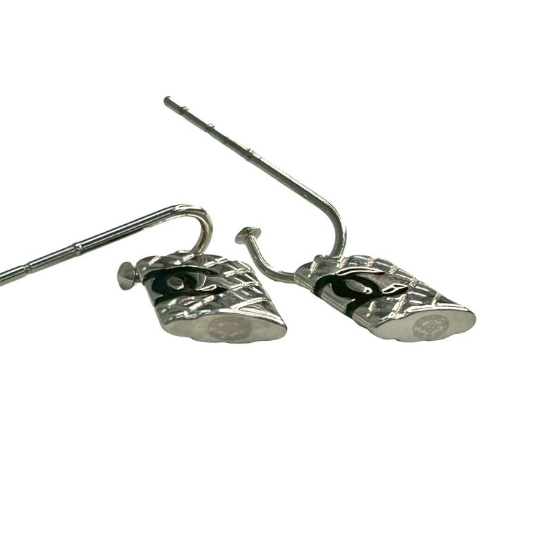 Chanel Cambon Coco Mark Metal Earrings Accessories Silver 05C — view 4