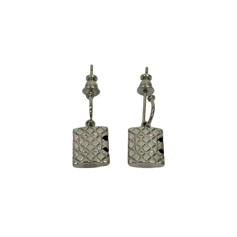 Chanel Cambon Coco Mark Metal Earrings Accessories Silver 05C — view 6