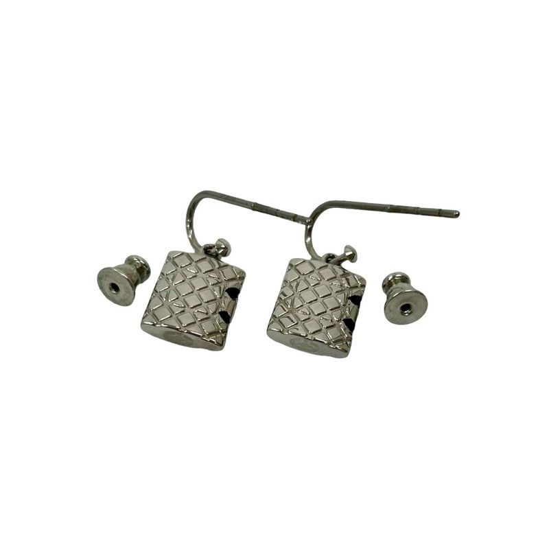 Chanel Cambon Coco Mark Metal Earrings Accessories Silver 05C — view 7