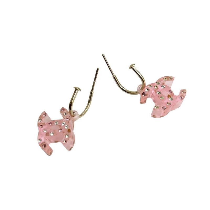 Chanel Coco Mark Rhinestone Earrings Accessories Clear 04A — view 5