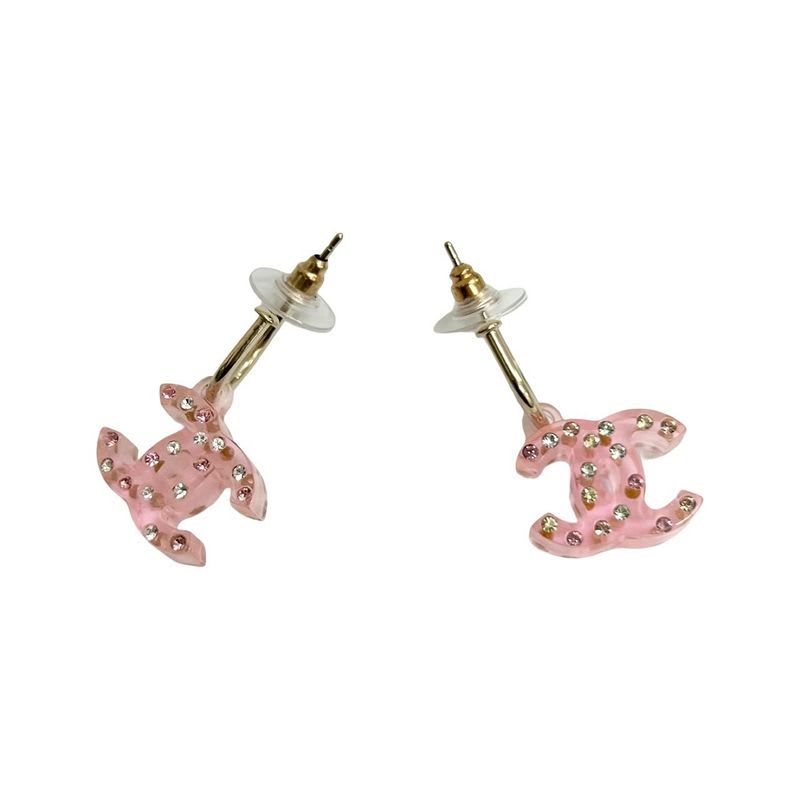 Chanel Coco Mark Rhinestone Earrings Accessories Clear 04A — view 3
