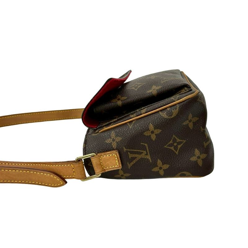 Louis Vuitton PM Monogram Leather Mini Shoulder Bag Pochette Sacoche Brown 76197