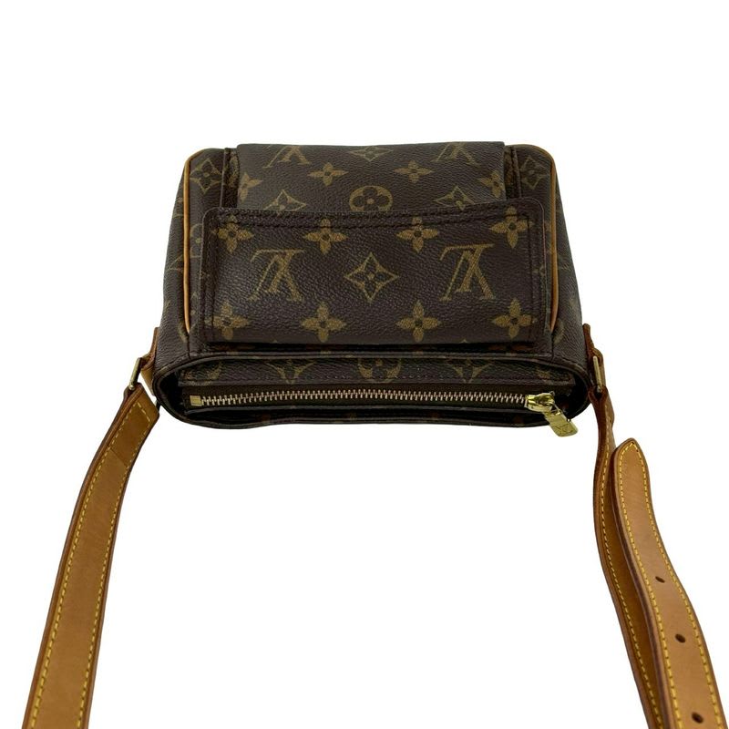 Louis Vuitton PM Monogram Leather Mini Shoulder Bag Pochette Sacoche Brown 76197