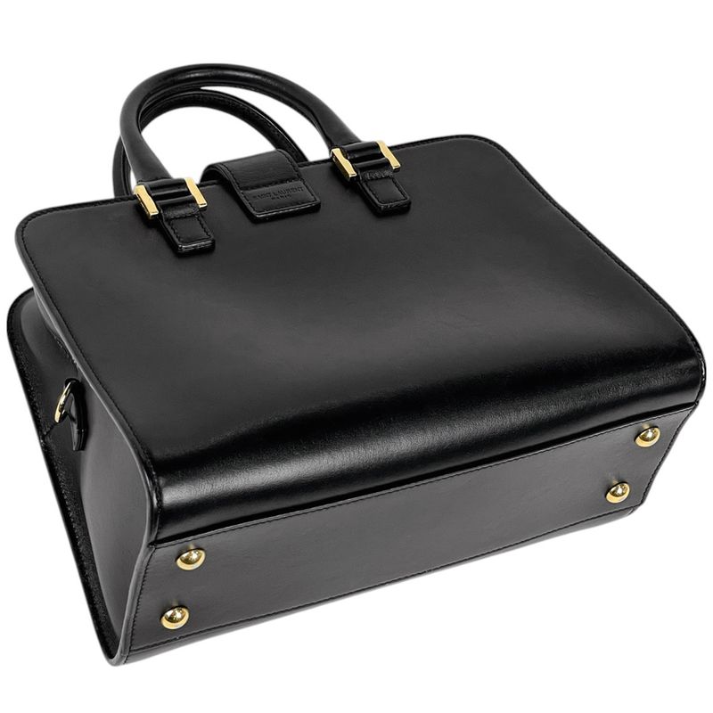 Saint Laurent Baby Monogram Cabas 2-Way Shoulder Bag Handbag Leather Black — view 2