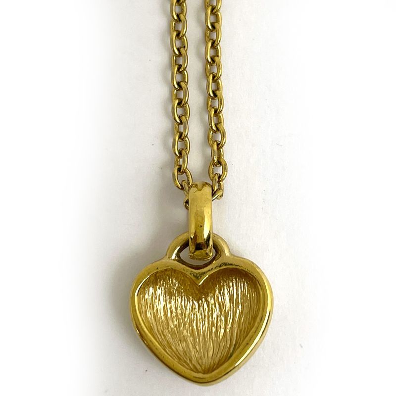Christian Dior Logo Rhinestone Necklace Heart Motif GP — view 3