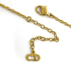 Christian Dior Logo Rhinestone Necklace Heart Motif GP — view 4