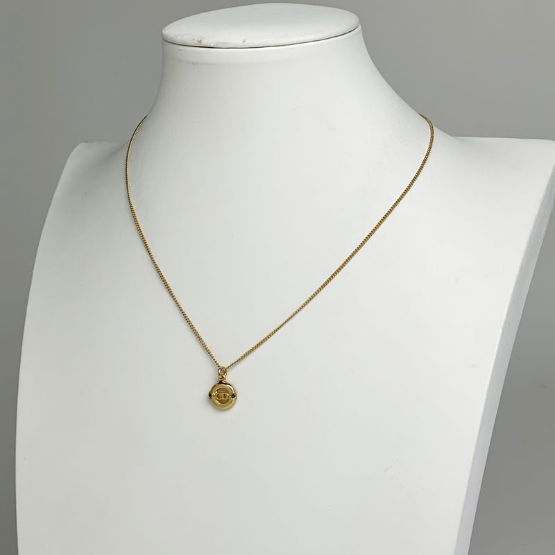 Christian Dior Logo Rhinestone Necklace Round GP — view 5