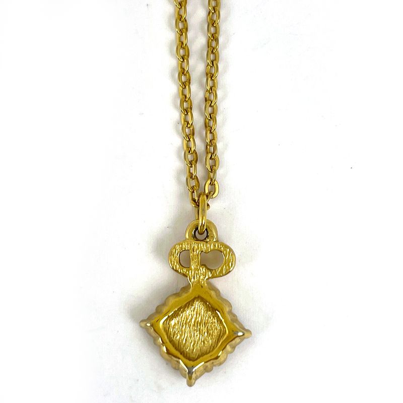 Christian Dior Logo Rhinestone Necklace CD GP — view 3